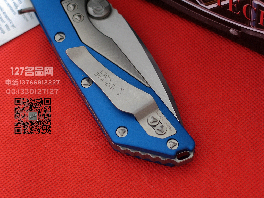 美国MICROTECH微技术153-5合作版半齿蓝色柄战术折刀