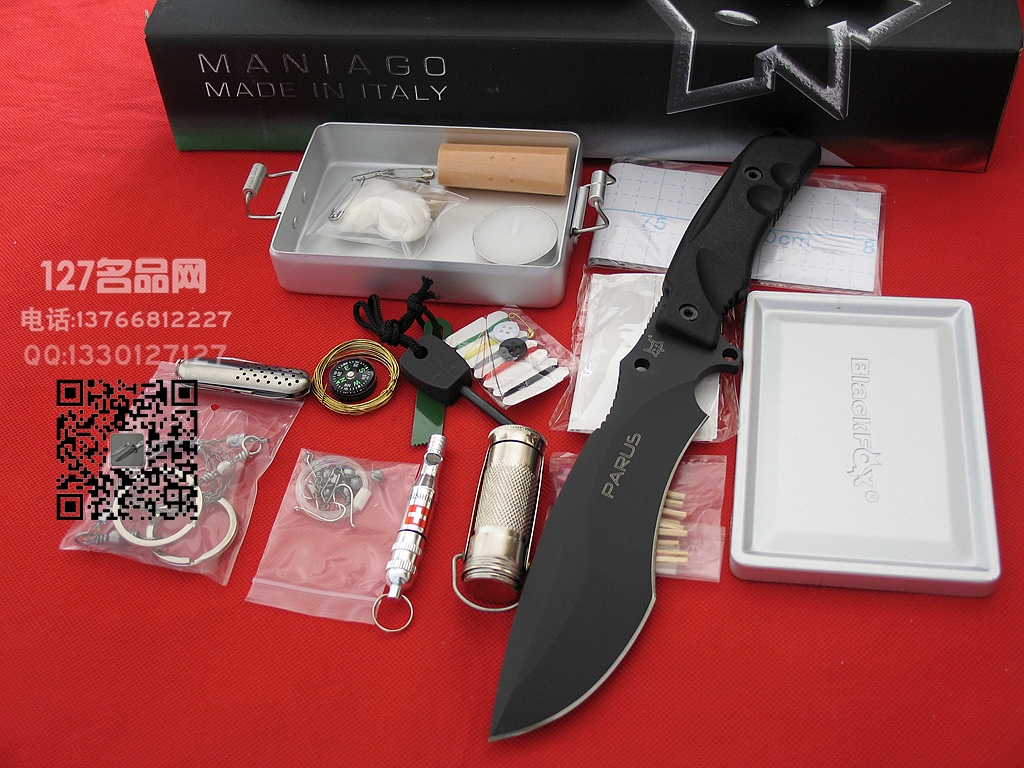 FOX Knives意大利狐狸 9CM06 蓝波 军用求生刀