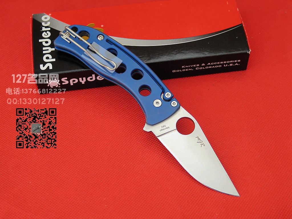 Spyderco 美国蜘蛛C192TIBLP N690钢 蓝色钛柄