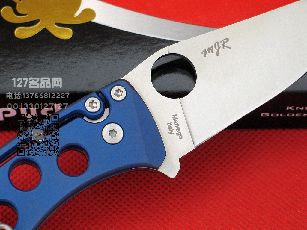 Spyderco 美国蜘蛛C192TIBLP N690钢 蓝色钛柄