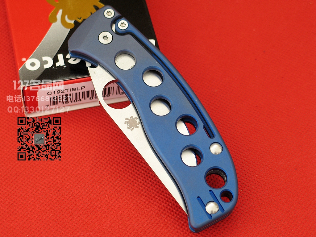 Spyderco 美国蜘蛛C192TIBLP N690钢 蓝色钛柄