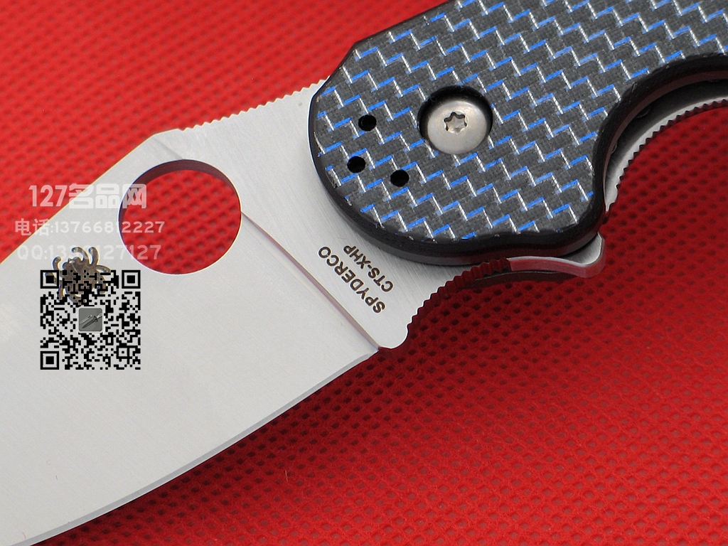 Spyderco蜘蛛 C172蓝色碳纤维 高性能折刀