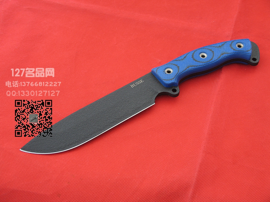 美国巴斯Busse SHE战斗刀 INFI篮色米卡塔柄 127名品网