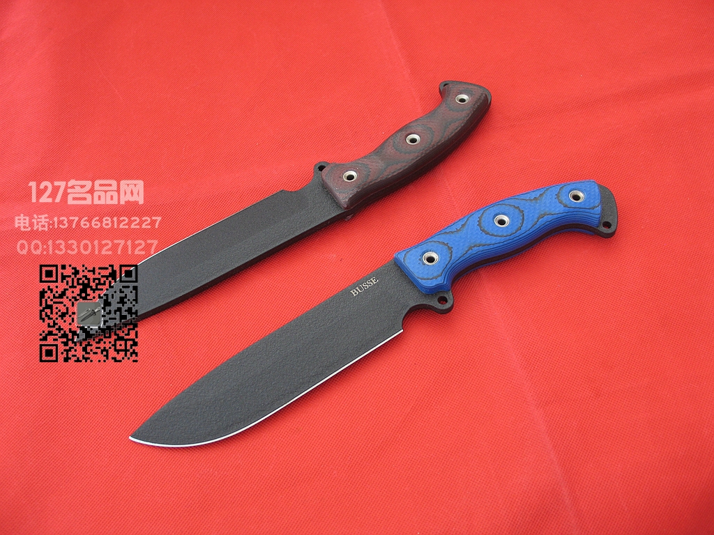 美国巴斯Busse SHE战斗刀 INFI篮色米卡塔柄 127名品网