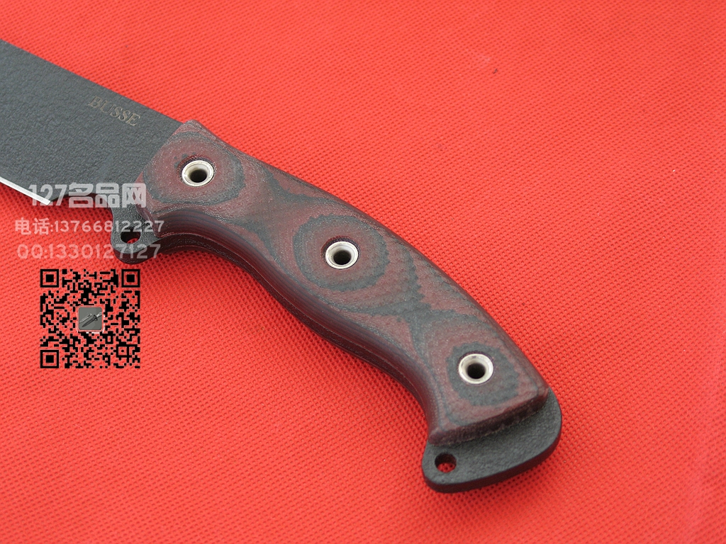 美国巴斯Busse SHE战斗刀 INFI红色米卡塔柄 127名品网