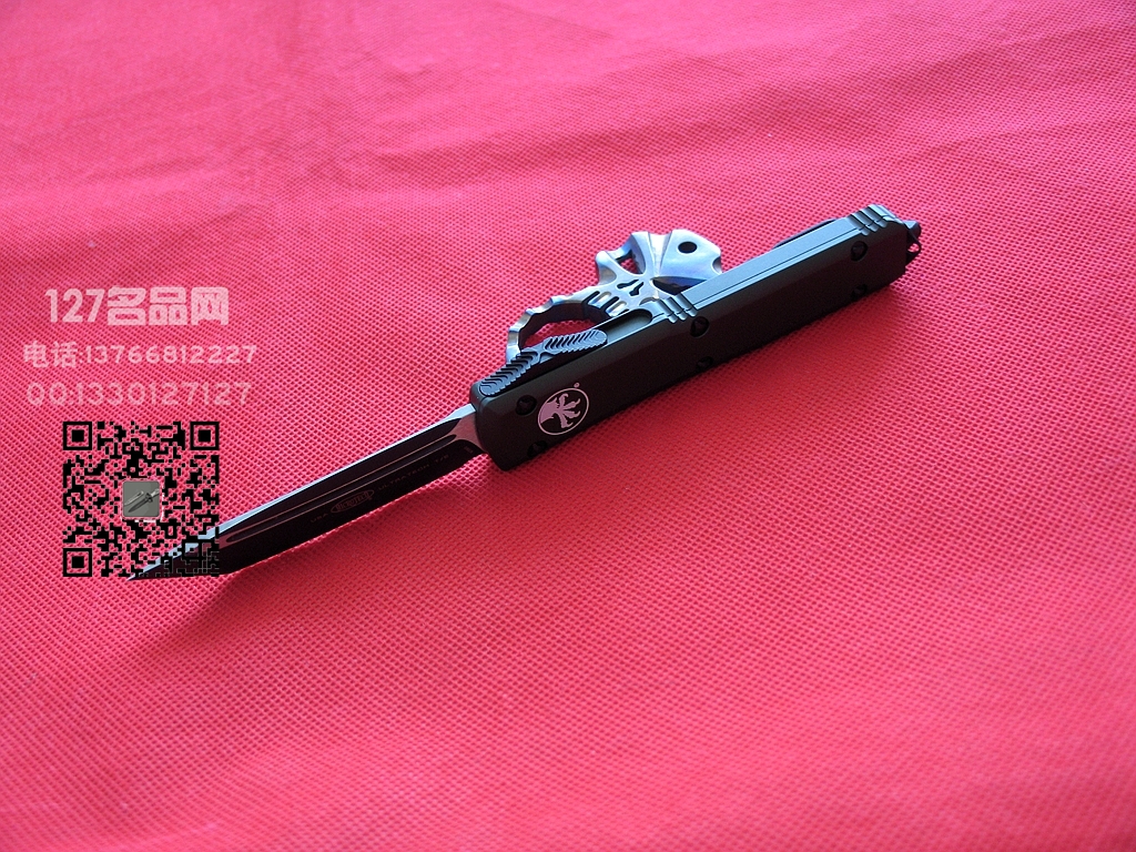 美国微技术MICROTECH 121双色T头绿色柄直跳军刀