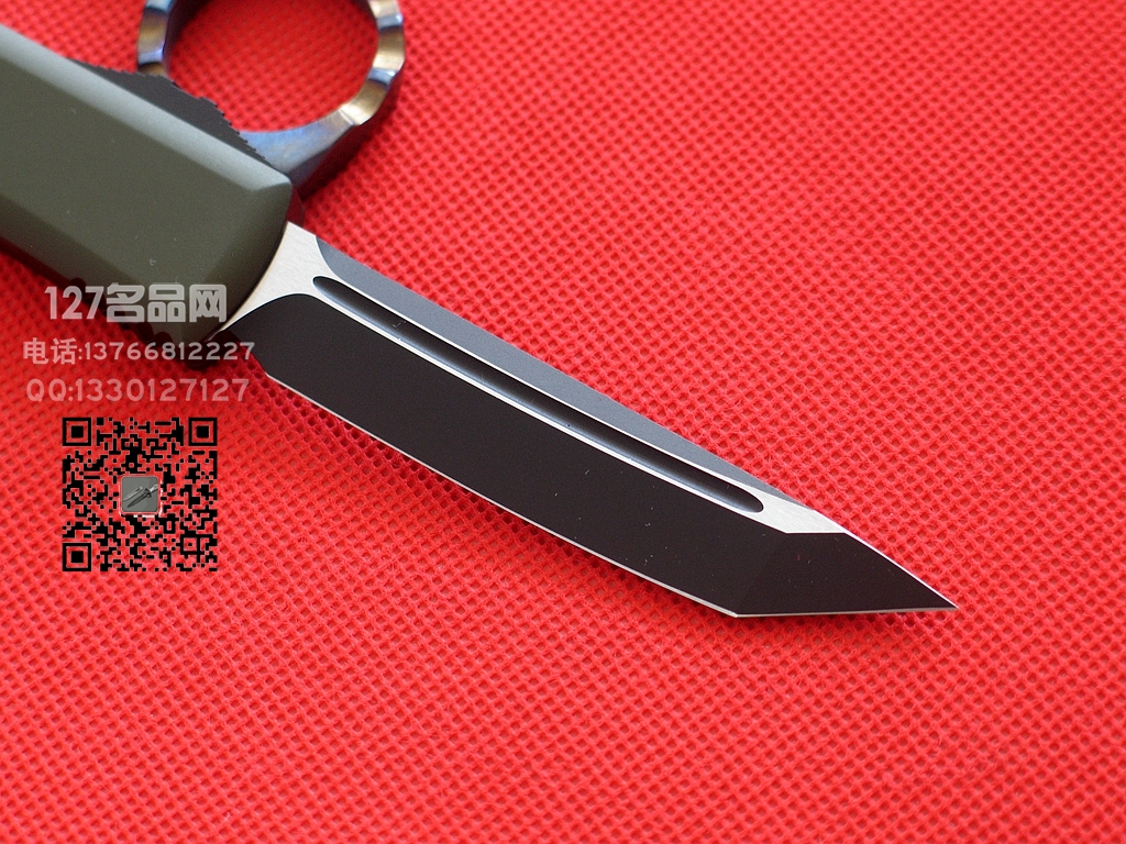 美国微技术MICROTECH 121双色T头绿色柄直跳军刀