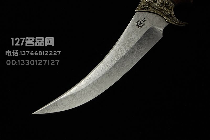 俄罗斯 毒蝎格斗刀 军刀狩猎刀 D2钢手工皮鞘