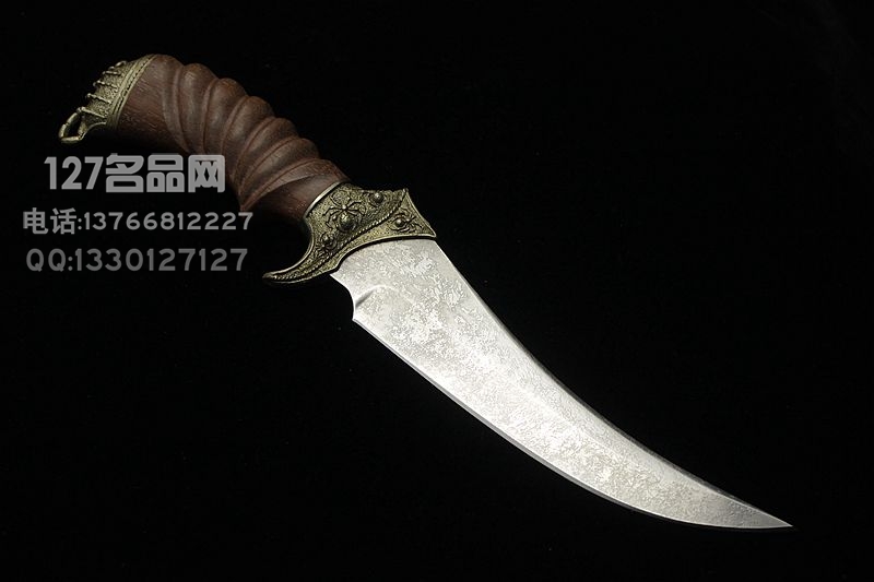 俄罗斯 毒蝎格斗刀 军刀狩猎刀 D2钢手工皮鞘