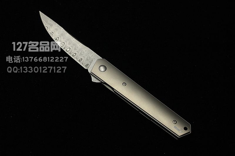 德国博克Boker Kwaiken 瑞粉大马士革快开折刀