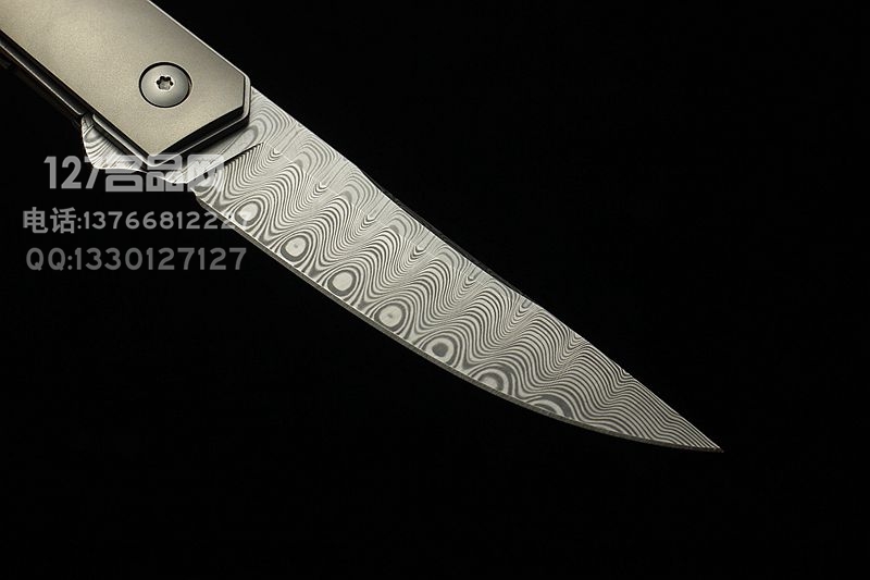德国博克Boker Kwaiken 瑞粉大马士革快开折刀