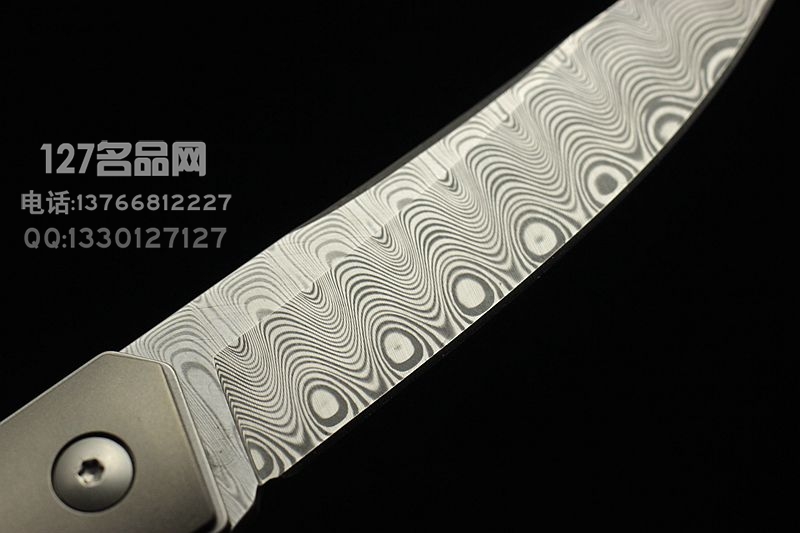 德国博克Boker Kwaiken 瑞粉大马士革快开折刀