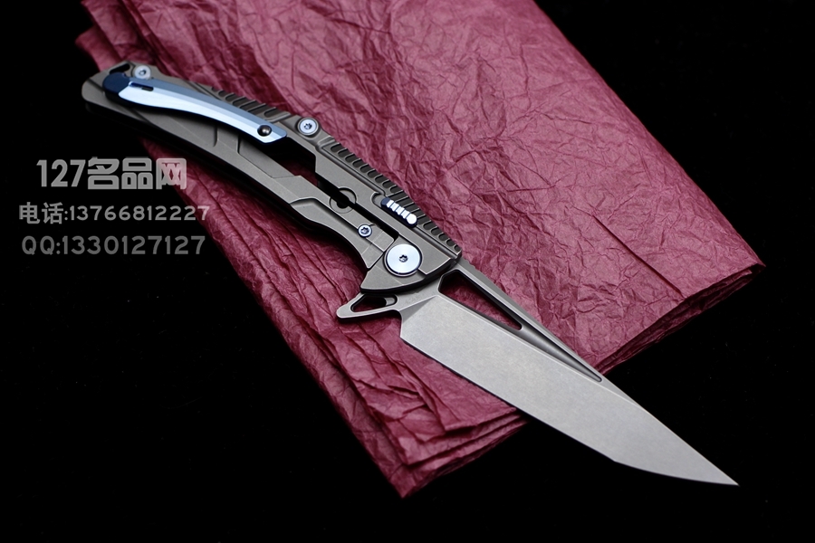 Rike Knife M2 S35VN刃材 钛合金一体框架锁 鱼鳍快开折刀
