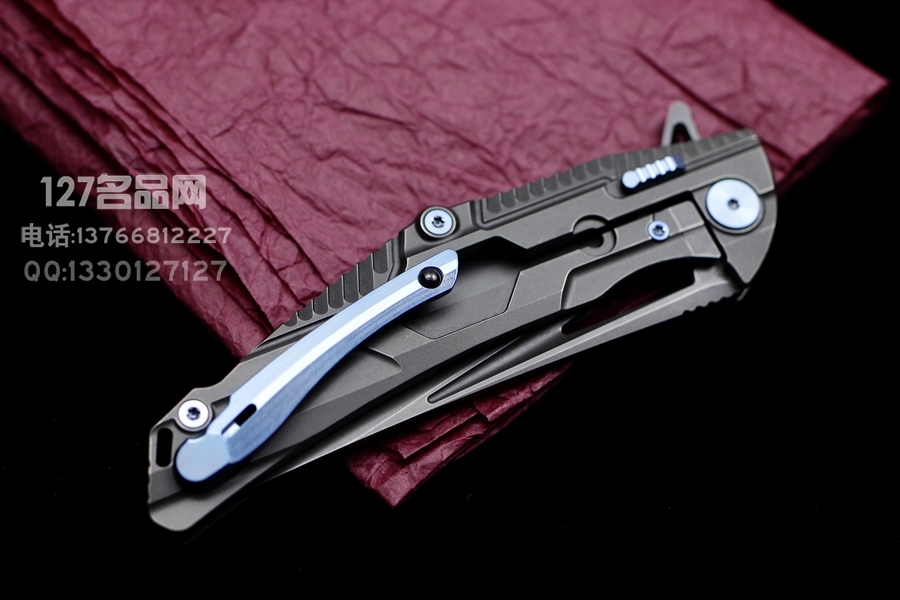 Rike Knife M2 S35VN刃材 钛合金一体框架锁 鱼鳍快开折刀