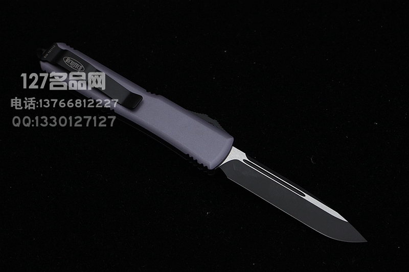 美国微技术Microtech 121-1GY灰色手柄单锋直跳