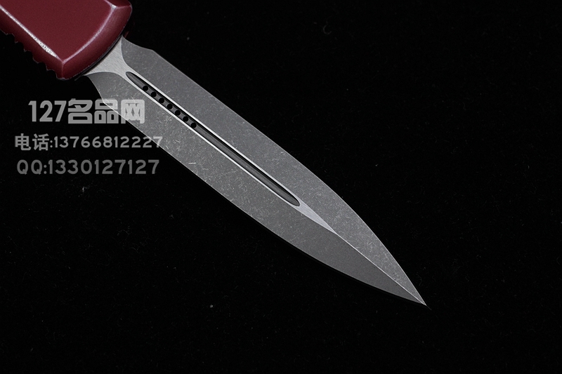 美国微技术Microtech  122-10DRD做旧天启红色柄双锋直跳