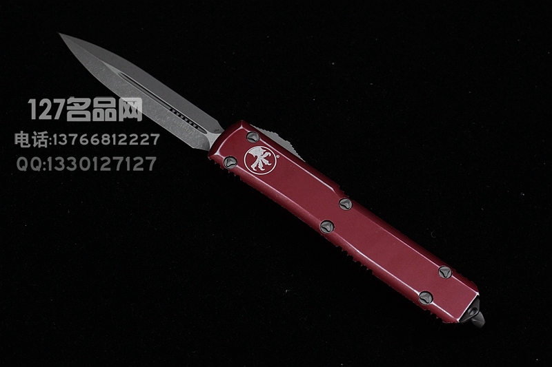美国微技术Microtech  122-10DRD做旧天启红色柄双锋直跳