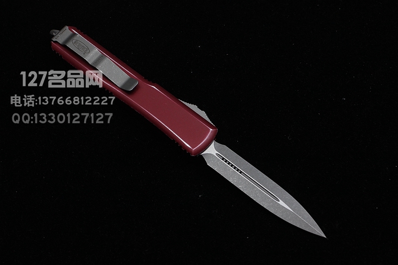美国微技术Microtech  122-10DRD做旧天启红色柄双锋直跳