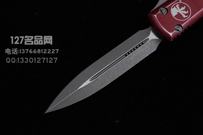 美国微技术Microtech  122-10DRD做旧天启红色柄双锋直跳