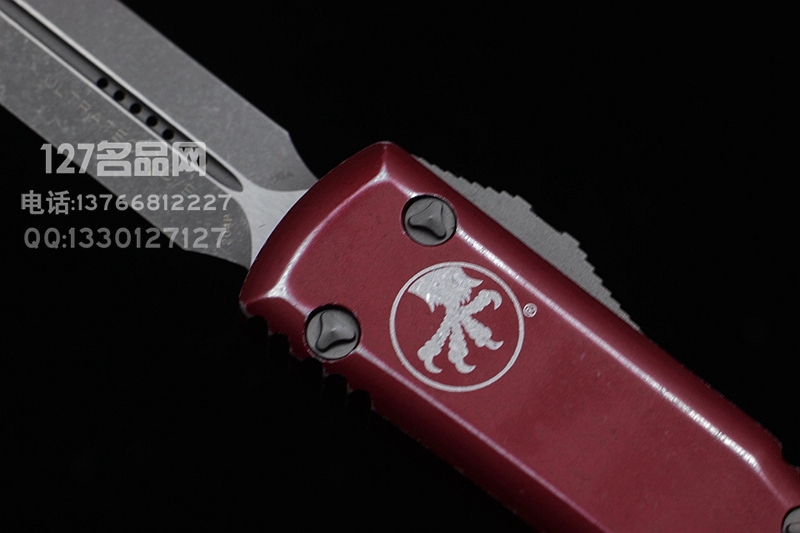 美国微技术Microtech  122-10DRD做旧天启红色柄双锋直跳