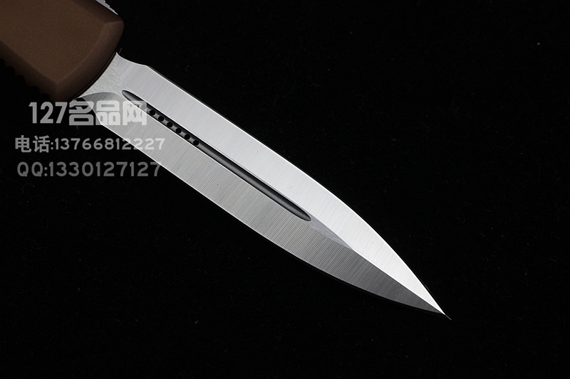 美国微技术Microtech 122-4TA缎面棕褐色柄双锋直跳