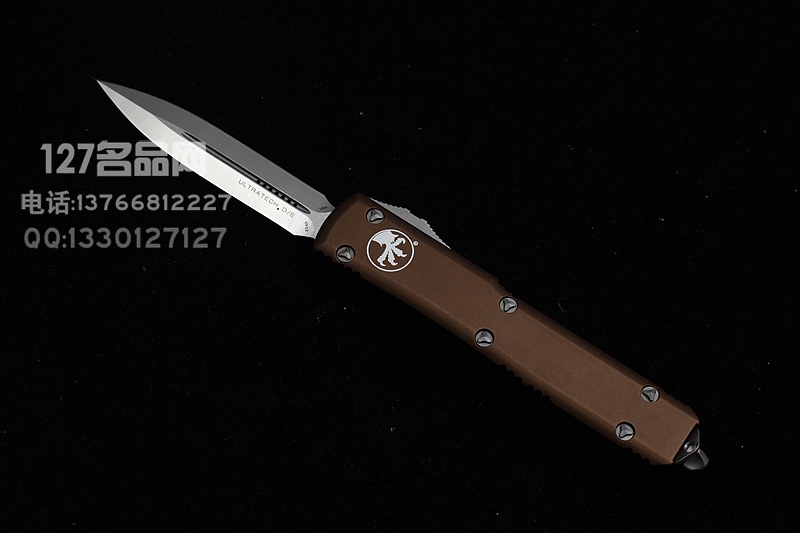 美国微技术Microtech 122-4TA缎面棕褐色柄双锋直跳