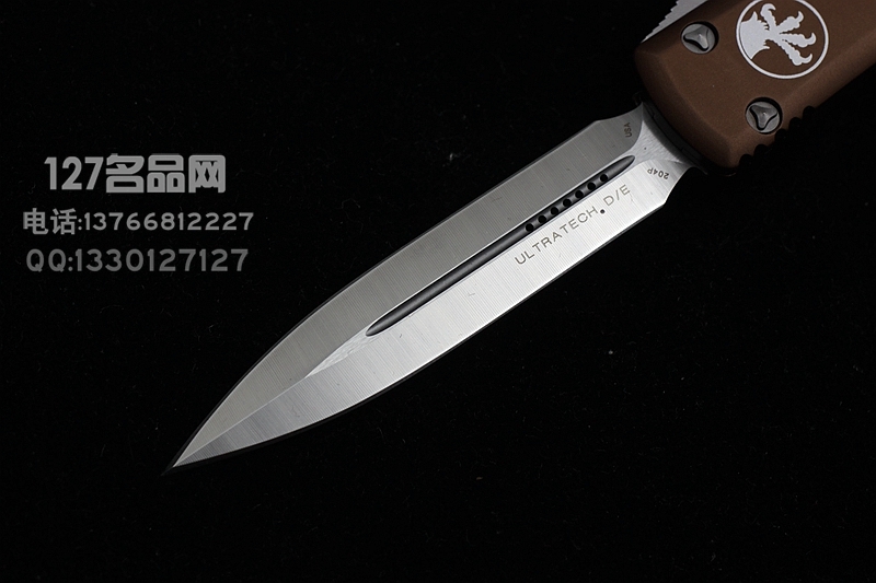 美国微技术Microtech 122-4TA缎面棕褐色柄双锋直跳