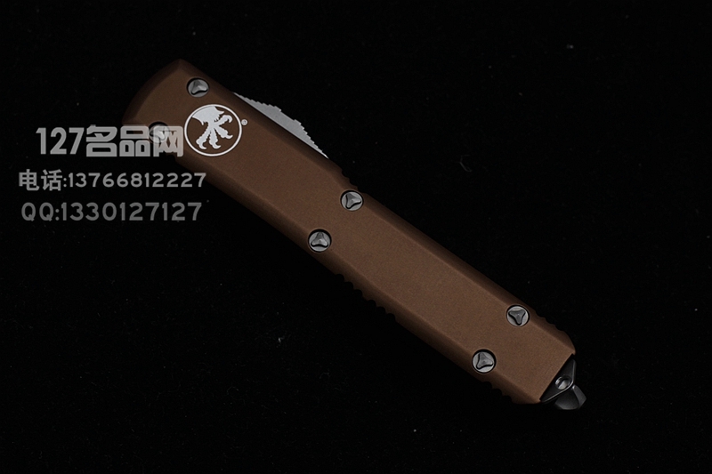 美国微技术Microtech 122-4TA缎面棕褐色柄双锋直跳