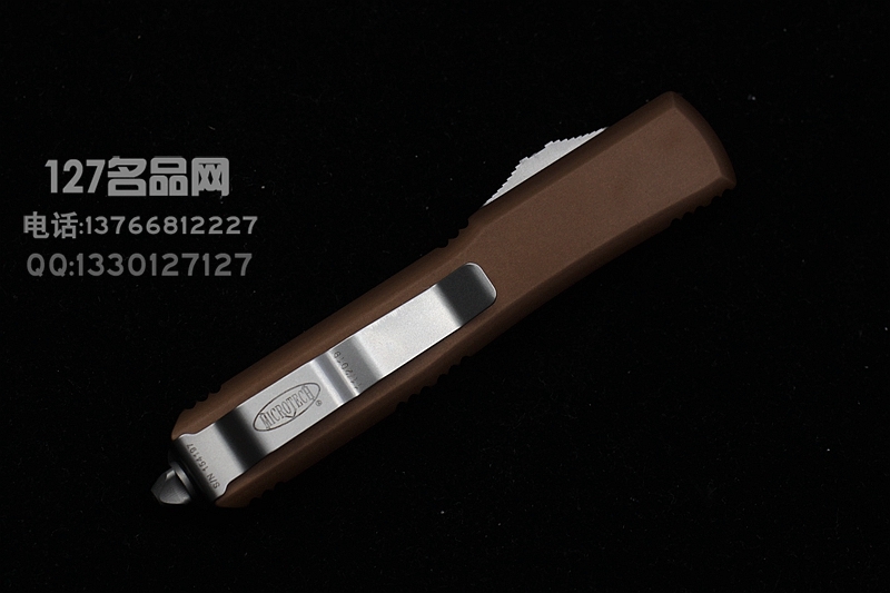 美国微技术Microtech 122-4TA缎面棕褐色柄双锋直跳