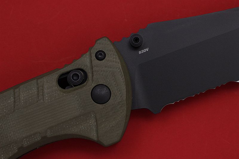 Benchmade 美国蝴蝶 980SBK CPM-S30V钢 OD色G10柄长途旅行战术半齿